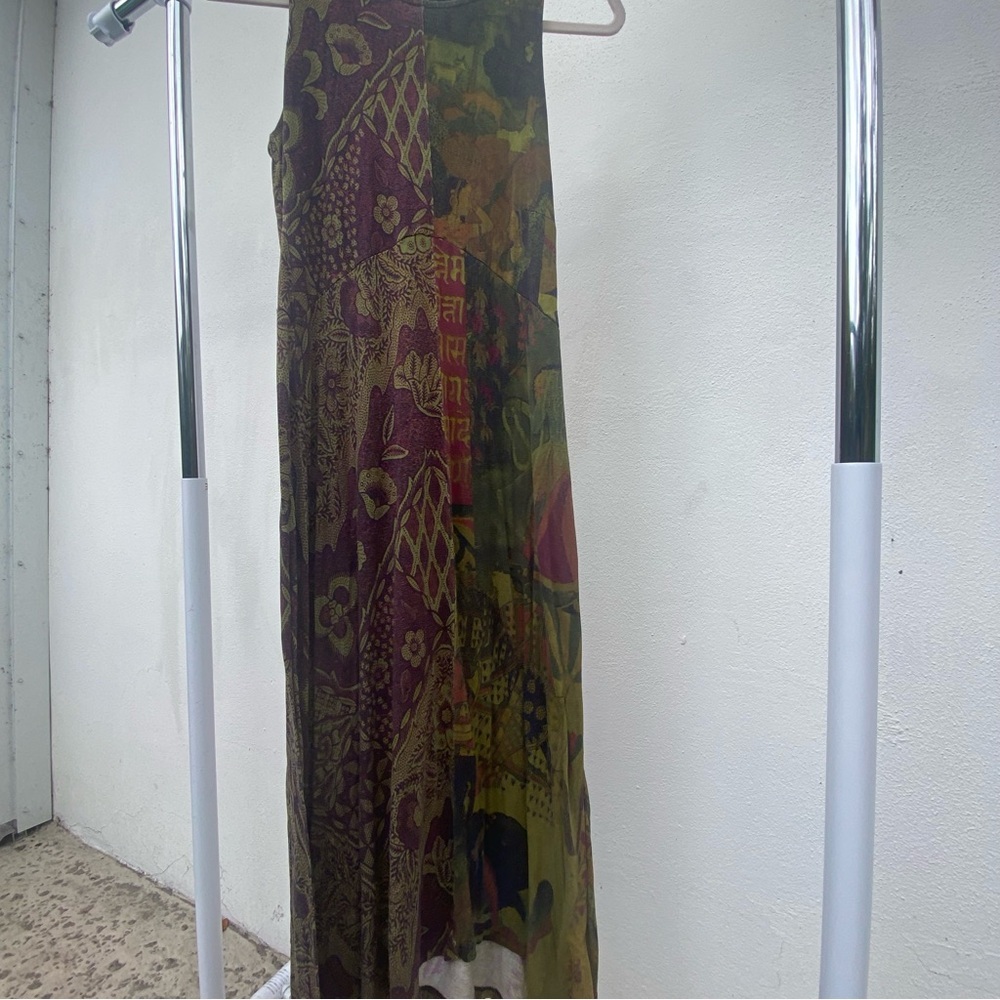 Y2K Desigual Multicolor Indian Print Asymmetrical MIDI Dress Size Small - Picture 6 of 10